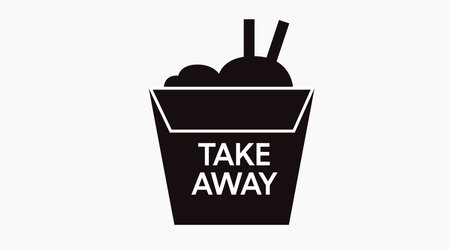 Vector Isolated Illustration of a Black and White Take Away Asian Food Box. Take Away Iconのイラスト素材
