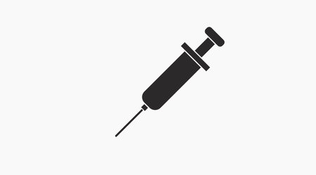 Vector Isolated Illustration of a Syringe. Black and White Syringe Iconのイラスト素材