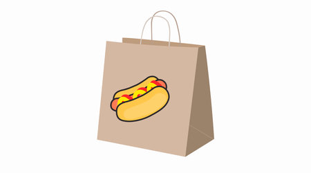Vector Isolated Illustration of a Take Away Hot Dog paper Bagのイラスト素材