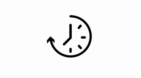 Vector Iolated Illustration of a Clock. Black and White Time Iconのイラスト素材