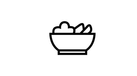 Vector Isolated Illustration of a Food Bowl. Black and White Food Bowl Iconのイラスト素材
