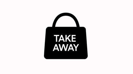 Vector Isolated Black and White Take Away Bag Icon or Signのイラスト素材