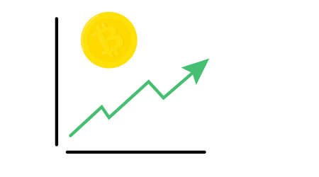 Vector Isolated Illustration of a Chart with a bitcoin Icon. Bitcoin Trading Iconのイラスト素材