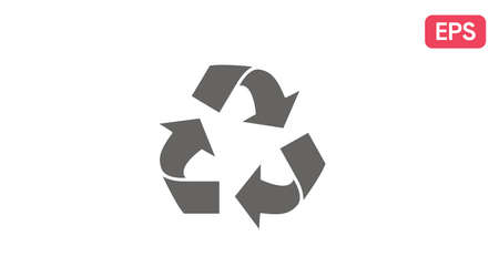 Recycle sign vector icon. Ecological bio-waste concept. Arrow sign isolated on whiteのイラスト素材