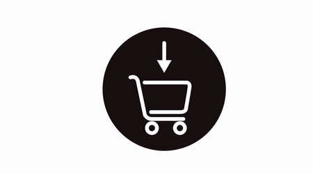 Black and White Shopping Cart Icon. Vector Isolated Illustration of a Shopping Cartのイラスト素材