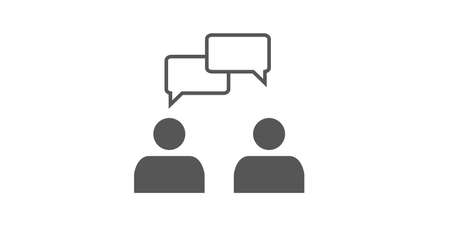 Talking icon. Illustration of two people having a convertationのイラスト素材