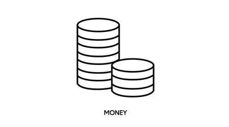 Money stacked coins icon in flat style. Vector isolated illustration of stack of coins.のイラスト素材