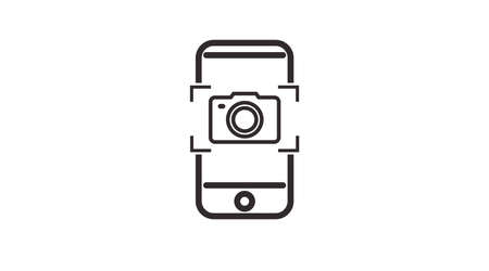 Camera Phone Icon. Vector isolated illustration of a cellphone with a camera signのイラスト素材