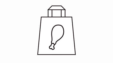 Chicken Take Away Icon. Vector isolated illustration of a take away bag and fried chickenのイラスト素材