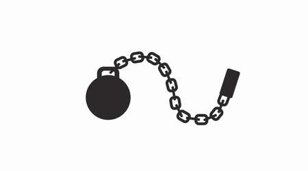 Iron Ball and chain Icon. Vector isolated black and white illustrationのイラスト素材