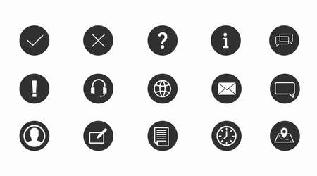 Info and Contact Icon Set. Vector isolated black and withe simple information and contact iconsのイラスト素材
