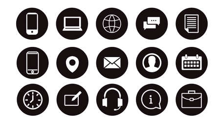 Contact Icon Set. Black and White Illustration of Differente Contect iconsのイラスト素材