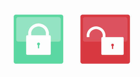 Padlock Icon Set. Vector isolated set of opened and locked padlocksのイラスト素材