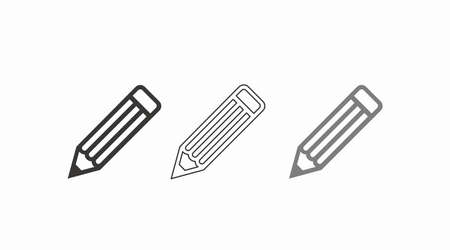 Pencil Icon Set. Vector isolated simple flat illustration of a pencilのイラスト素材