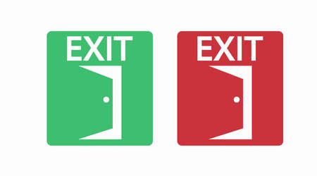 Exit Sign Set. Vector isolated black and white illustration. Exit Iconのイラスト素材