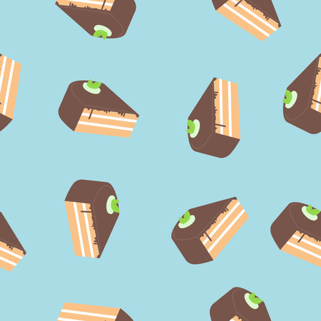 Cake pattern. Vector seamless pattern or backgound with cake piecesのイラスト素材