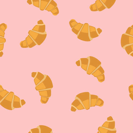 Croissant Pattern. Vector semaless pattern or background with croissantのイラスト素材