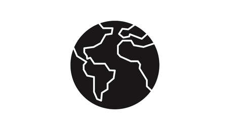 Earth Icon. Vector isolated black and white illustration of a globeのイラスト素材