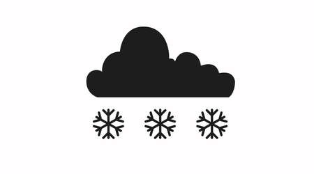 Snow Cloud Icon. Vector flat black and white illustration of a cloud with snow signsのイラスト素材