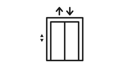 Vector isolated flat black and white illustration of an elevator signのイラスト素材