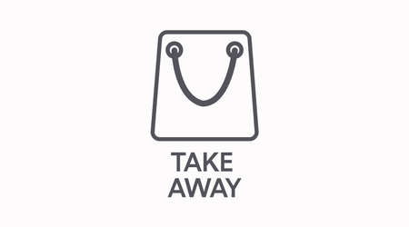 Vector Isolated Black and White Take Away Bag Icon or Signのイラスト素材