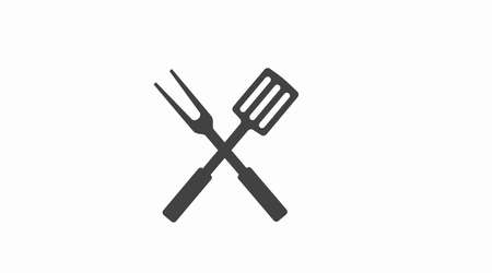 Barbecue icon. Vector black and white isolated illustration of barbecue or grill toolsのイラスト素材