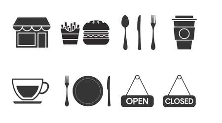 Cafe Icon Set. Vector isolated illustration of cafe related iconsのイラスト素材