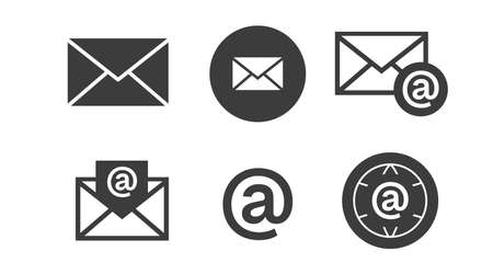 Email Vector Icons. Vector isolated back and white illustration of emailのイラスト素材