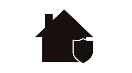 Vector Protected House Icon. Vector isolated illustration of a house with a shieldのイラスト素材