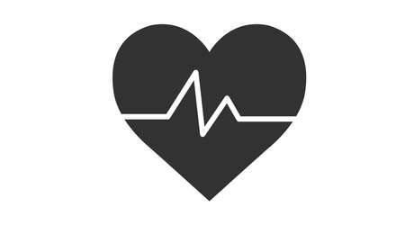 Heart and Lifeline Icon. Black and white editable illustrationのイラスト素材