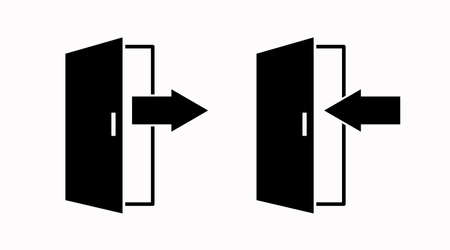 Vector Isolated Door and Arrow Icons, Entry and Exitのイラスト素材