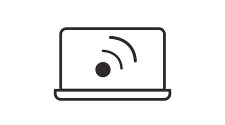 Laptop and Wifi Icon. Vector isolated editable illustration of a laptop with a wifi signのイラスト素材