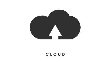 Digital Cloud Icon. Vector isolated editable black and white illustration of a cloud with arrows
