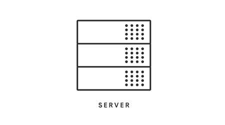 Server Icon. Vector editable black and white linear illustration of a serverのイラスト素材
