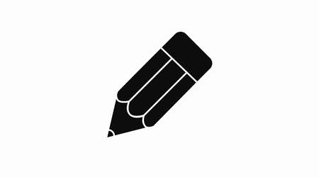 Pencil icon. Vector isolated flat editable black and white pencil illustrationのイラスト素材