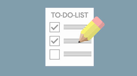 To Do List Illustration. Vector editable flat illustration of a to do list with a pencil