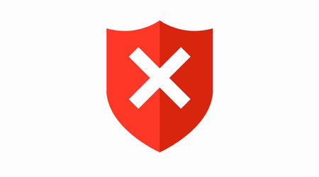 Firewall, protection, safety shield icon with crossed sign. Vector flat editable illustrationのイラスト素材
