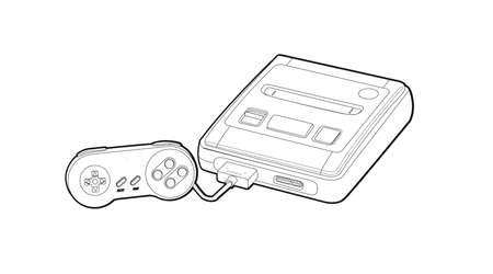 Video Game Platform. Vector black and white editable linear illustrationのイラスト素材