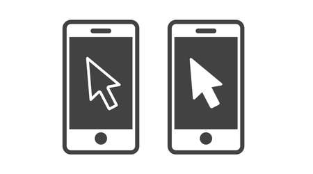 Smartphone with arrow icon set. Vector isolated editable illustrationのイラスト素材