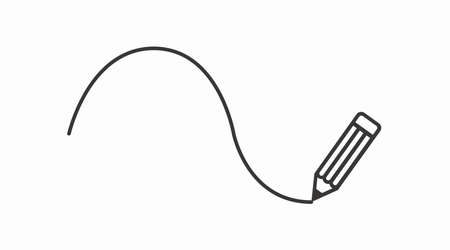 Pencil Drawing a Line. Vector isolated black and white editable iconのイラスト素材