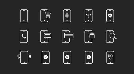 Mobile Icon Set. Vector linear isolated editable set of smartphone illustrationsのイラスト素材