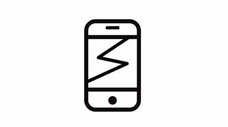 Smartphone with Broken Screen Icon. Vector flat editable black and white illustrtaionのイラスト素材
