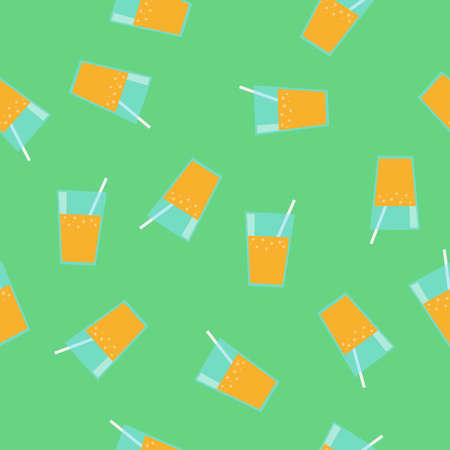 Juice Pattern. Vector seamless pattern or background with juice glassesのイラスト素材