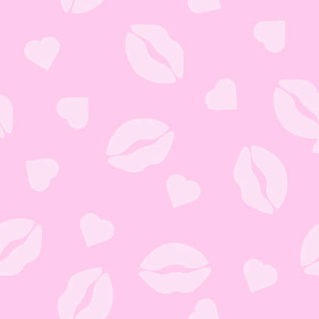 Kisses and Hearts seamless Pattern. Vecctor seamless pattern or backgroundのイラスト素材