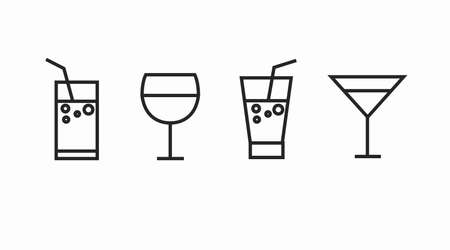 Drinks Icon Set. Vector isolated editable black and white illustration setのイラスト素材