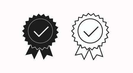 Quality badge or Icon Set. Vector flat editable black and white illustrationのイラスト素材