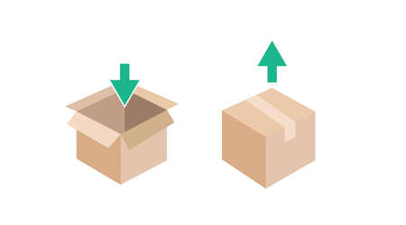 Boxes Icon Set. Set of boxes flat illustrations with arrowsのイラスト素材