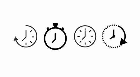 Vector Isolated Time and clock line icons. Set of vector linear icons.のイラスト素材