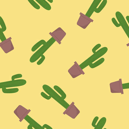 Cacti pattern. Vector seamless pattern or background with cactiのイラスト素材