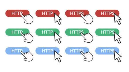 Http and https click icon set. Vector isolated editable illustration setのイラスト素材